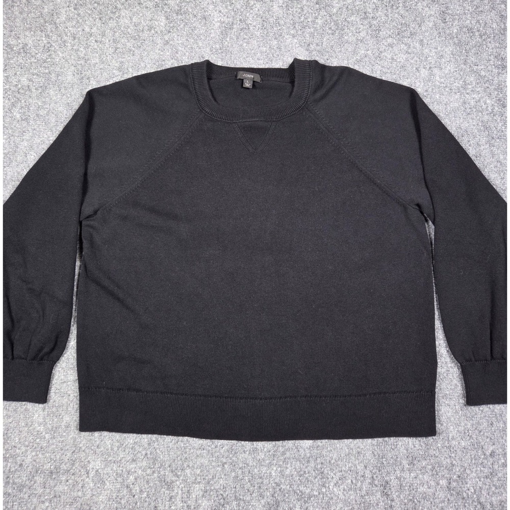J.Crew Sweater Mens Large Black Cotton Cashmere Blend Raglan Re-Imagined